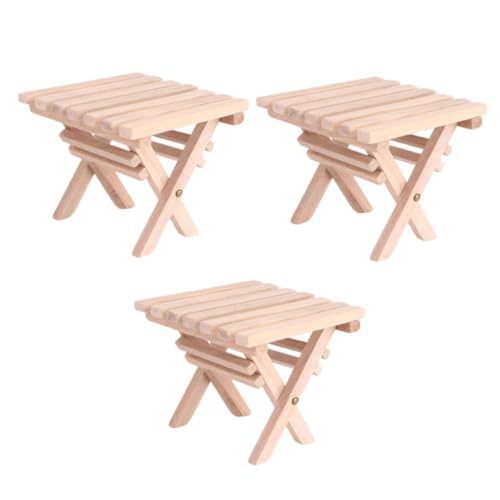 KICHOUSE 3 Stücke Shiwan Klapptisch Leben Mini modern klein Falten Living Room Decoration wohnzimmerdeko Faltbarer Schreibtisch Modellbau Mikro-Landschaftsmöbel kreativer Klapptisch hölzern von KICHOUSE