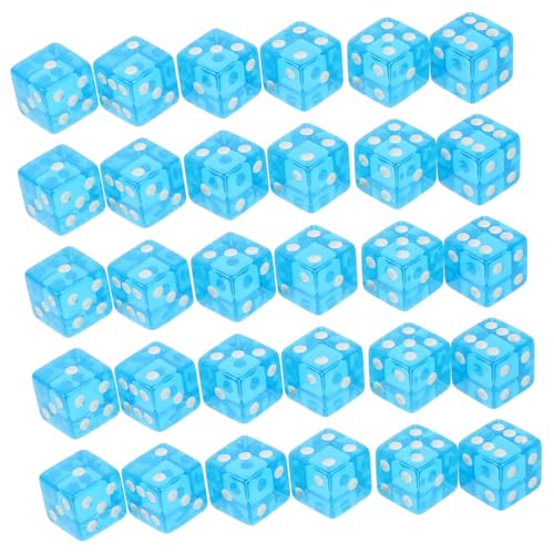 KICHOUSE 30 Stück Acryl Würfel Transparente Himmelblaue Seitige Dice für Brettspiele und Party als Spielwürfel Ersatz Vielseitig Einsetzbar für Indoor und Outdoor von KICHOUSE