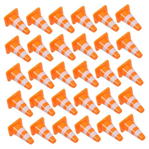 KICHOUSE 30 Stück Verkehrs Kognitionsspielzeug Mini Verkehrszeichen Cupcake Topper Kuchendekoration Autos Simulation Verkehrsschild Lernspielzeug Miniatur Verkehrskegel von KICHOUSE