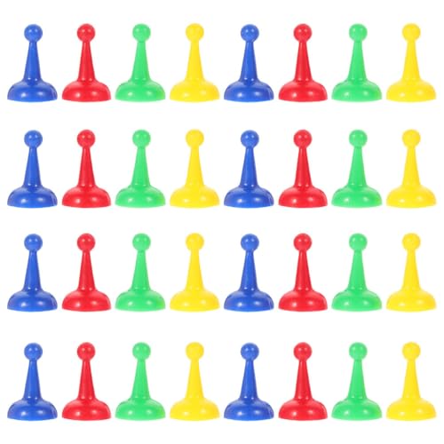 KICHOUSE 32 Stück mehrfarbige Schachfiguren aus Kunststoff: Schachfiguren aus Kunststoff – Ersatzzubehör für Brettspiele verbessern die Teamarbeit und den Familienzusammenhalt von KICHOUSE