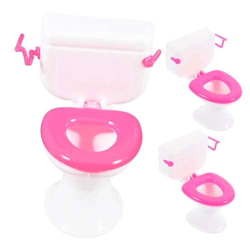 KICHOUSE 3Stücke Mini Toilettenspielzeug für Puppenhaus Badezimmermöbel Zubehör Realistische und Deko für Farblich Zufällig von KICHOUSE
