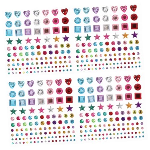 KICHOUSE 4 Blätter Liebe Kristall Bohrer Aufkleber DIY- Mit Flatback-Strasssteinen DIY-edelstein-Aufkleber Selbstklebende Bastelaufkleber Strass-Bling-Aufkleber Colorful Kristall-epoxy von KICHOUSE