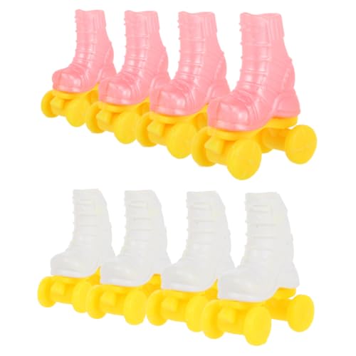 KICHOUSE 4 Miniature Rollschuhe für Puppen Bunte Puppen Hausschuhe Dekorative Schlittschuhe für Puppenhaus Zubehör Robustes Plastik für Indoor und Outdoor von KICHOUSE