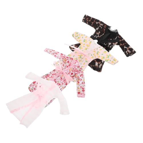 KICHOUSE 4 Sätze Doll Bathrobe für Puppen Teiliges Miniatur Badezimmer Zubehör mit Bademantel Kopftuch und Handtuch Sommer Outfit für Puppenhaus Szenen Vielseitiges und Stilvolles von KICHOUSE