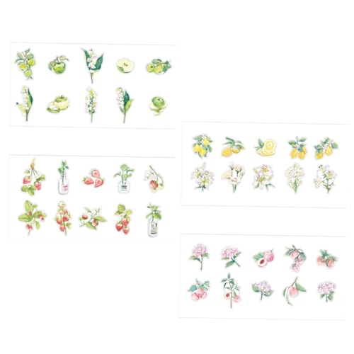 KICHOUSE 4 Sätze Heißprägeaufkleber Abziehbilder Der Pflanzenserie Dekorationsaufkleber DIY-Scrapbooking-Aufkleber Zarte Pflanzenaufkleber Pflanzen-Scrapbooking-Aufkleber Das Haustier von KICHOUSE