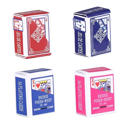 KICHOUSE 4 Satz Mini Spielkarten Teiliges für Brettspiele und Puppenhaus Farbenfrohe Mini Pokerkarten für Erwachsene Hochwertige Spielkarten mit Design für DIY Projekte und KICHOUSE 4 Satz Mini Spielkarten Teiliges für Brettspiele und Puppenhaus Farbenfrohe Mini Pokerkarten für Erwachsene Hochwertige Spielkarten mit Design für DIY Projekte und von KICHOUSE