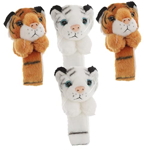 KICHOUSE 4 Stck. Armbandpuppe Stofftierarmband Schlagarmbänder Weiches Tierarmband ausgestopfte Tierarmbänder Tiere Armbänder Slap-Armband- Tiger-Slap-Armbänder Flanell von KICHOUSE