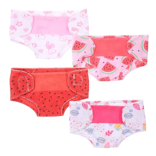 KICHOUSE 4 Stück 18 Zoll Puppenwindeln Unterwäsche: Wiederverwendbarer waschbarer Stoff Wassermelonen-Tiermuster Unterhose Babyspielzeug Rollenspielzubehör für Mädchen Sommeroutfit KICHOUSE 4 Stück 18 Zoll Puppenwindeln Unterwäsche: Wiederverwendbarer waschbarer Stoff Wassermelonen-Tiermuster Unterhose Babyspielzeug Rollenspielzubehör für Mädchen Sommeroutfit von KICHOUSE