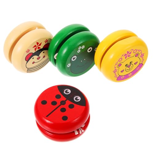 KICHOUSE Buntes Jo-jo Aus Holz – 4er-Pack – Jo-jo Für Kinder – Lustiges Lernspielzeug – Cartoon-Designs – Ideales Für Kinder von KICHOUSE