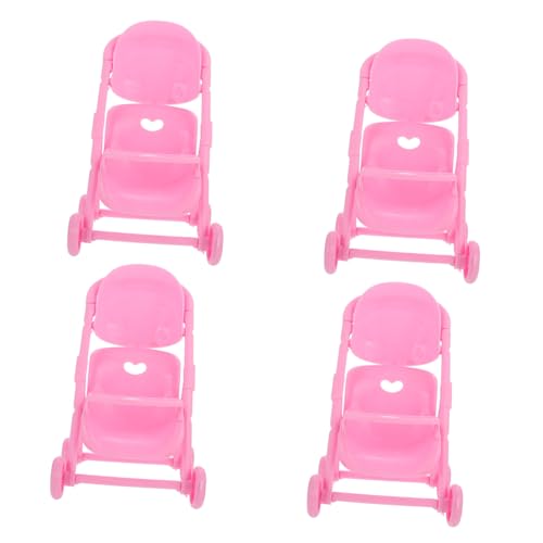 KICHOUSE 4 Stück Bb Autozubehör Rollenspiel Simuliertes Farbiges Trolley-Modell Bildungsspielzeug Hausspielzeug Lernspielzeug Für Desktop-Modell-Ornament Rosa Abs von KICHOUSE