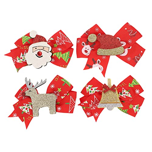 KICHOUSE 4 Stück Bogenkopfschmuck Weihnachtsspange Haarspangen für Mädchen Haar Klammern Haarnadel Weihnachtshaarspange Cartoon-Haarspange Abschlussball Haarschmuck Zubehör von KICHOUSE