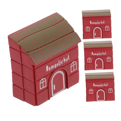KICHOUSE Robustes Miniaturhausmodell 4 Stück Realistische Weihnachtsdekoration Bonsai-bastellandschaft Heimdekoration Schreibtisch-Ornament von KICHOUSE