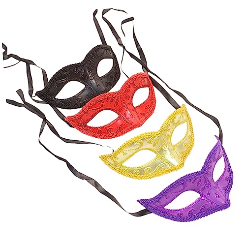 KICHOUSE 4 Stück Make-up-maske Kostüme Ball Maskerade Halbmasken Halloween-hochzeitsdekorationen Outfit Golddekor Spitzenbesatz Vintage-dekor Bilden Plastik Damen Pulver von KICHOUSE