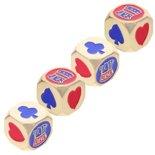 KICHOUSE 4 Stück Metall Poker Spiele Würfel Kartenspiele Würfel Unterhaltungswürfel Für Bar Club von KICHOUSE