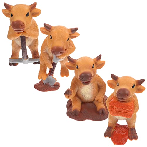 KICHOUSE 4 Stück Kleiner Kuh Figuren Kunststoff Rinder Spielzeug für Garten Dekoration Miniatur Ornamente für Mikrolandschaften und Heimschreibtisch KICHOUSE 4 Stück Kleiner Kuh Figuren Kunststoff Rinder Spielzeug für Garten Dekoration Miniatur Ornamente für Mikrolandschaften und Heimschreibtisch von KICHOUSE