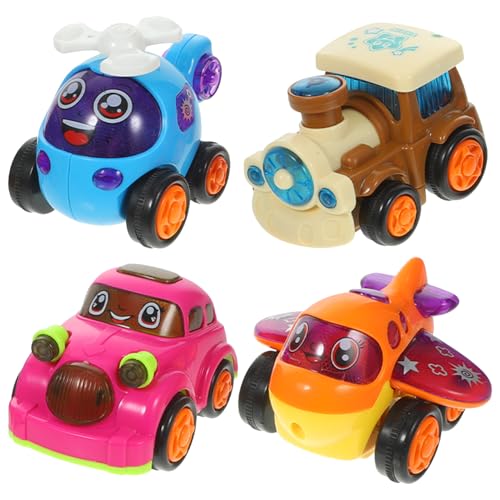 KICHOUSE 4 Stück Reibungsauto Cartoon- Autos Kinderspielzeug Im Freien Haushaltsauto Spielzeugauto Kompaktes Auto Zum Zurückziehen Kinderbedarf Plastik von KICHOUSE