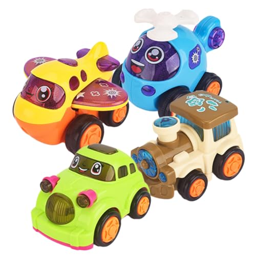 KICHOUSE 4 Stück Reibungsauto Spielzeug Für Babys Spielzeug Für Draußen Babyspielzeug Spielzeugfahrzeug Tragbares Auto Zum Zurückziehen Autospielzeug Im Freien Wagen Karikatur Plastik Kind von KICHOUSE