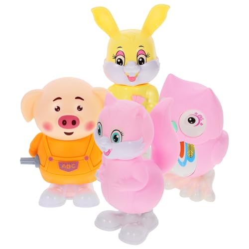 KICHOUSE 4 Stück Springendes interaktives kinderspielzeug Laufendes hühner funnytoys Cartoon-Tier- Cartoon- zum Aufziehen Plastik von KICHOUSE