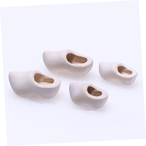 KICHOUSE 4 Stück Teiliges Mini Holzschuhe Unbemalt DIY Puppenhaus Holzschuhe Kreative Bastelaccessoires für Dekorative Schlüsselanhänger Holländische Miniatur Klompen von KICHOUSE