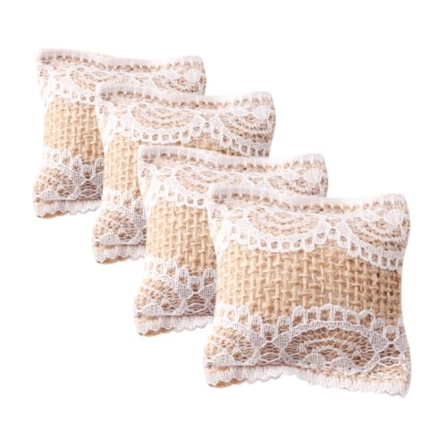 KICHOUSE 4 Stück Teiliges Miniatur Puppenhaus Kissen mit Blumenmuster Dekorative Miniatur Kissen für Puppenhaus Sofa und Bett von KICHOUSE