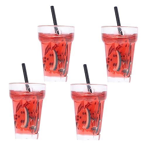 KICHOUSE 4 Stück Zitronentee-Modell für kinderspielzeug Toys for Tischdekoration kindergeschenk Mini-Fotografie-Requisiten dekorative Wassermelonentee-Modelle Harz rot von KICHOUSE