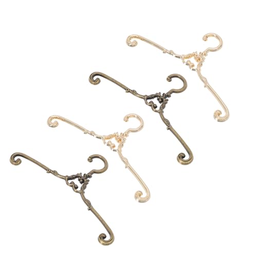 KICHOUSE 4 Stücke Puppenaufhänger Kleidung Mini Anzeige klein Mädchen kleiderständer kleiderbügel Vintage kleiderbügel mit Clothes Rack Kleiderbügel-Ornament Puppenkleiderbügel Legierung von KICHOUSE