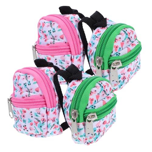KICHOUSE 4-teiliger Puppen-reißverschluss-Rucksack: Mini-puppenhaus-Baby-mädchen-Tasche Mit Blumendruck, Amerikanisches Puppenzubehör Für Kleine Bücher, Laptop-headsets, Schulszene, von KICHOUSE