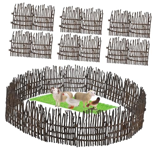 KICHOUSE 40 Stück Hundezäune Innenzäune Für Den Bauernhof Pferdegartenzäune Mini Bauernhofzäune Bauernhofzäune Scheunenzaun Gartenzaun Tierbarriere Farm Corral Zaun Kit von KICHOUSE