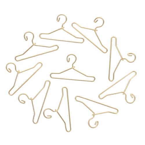 KICHOUSE 45 Stück Teiliges Mini Kleiderbügel aus Metall Filigrane und Kompakte Puppenkleiderbügel Goldfarben für Puppenkleidung Platzsparend und Praktisch für Puppenschränke von KICHOUSE