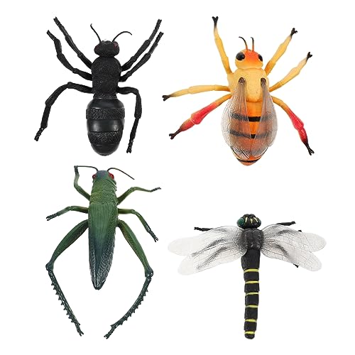 KICHOUSE 4Stücke Lebensechte Insektenmodelle Teiliges mit Biene und Libelle Umweltfreundliches für Insektenkenntnis und Dekoration von KICHOUSE