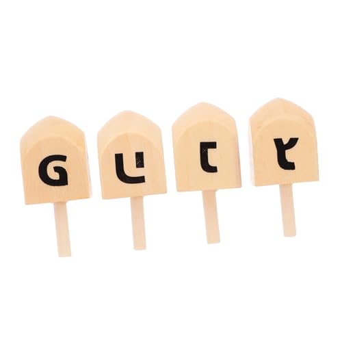 KICHOUSE 4Stücke Unbemalte Holzdreidel für Chanukka DIY Bastelbedarf Robuste Konstruktion Sicher und Vielseitig für Feste und Spiele von KICHOUSE