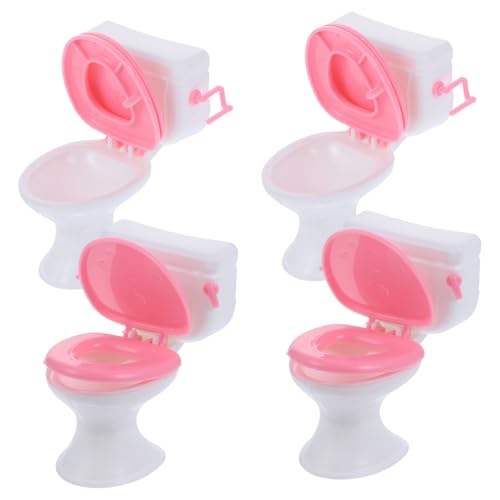 KICHOUSE Toilettenhäuschen 4er Set Miniaturspielzeug Für Puppenhäuser Dekoratives Minihaus Mit Künstlichem Toilettenmodell Miniatur Gartenmöbel Und Kleinem Zaun Für Kreative Bastelprojekte von KICHOUSE