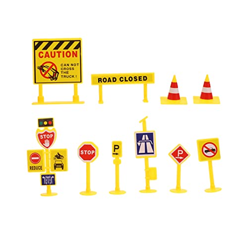 KICHOUSE 5 Mikro-Landschafts-Verkehrsschild Straßenschilder Miniatur klein verkehrsschilder verkehrszeichen Mikrolandschaftsornament Verkehrsbeschilderungsmodell Plastik Yellow von KICHOUSE