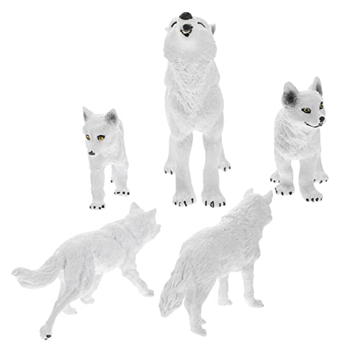 KICHOUSE 5 Stück Arktisches Wolf Modell Polarmodelle Für Wolfsstatue Kleines Wolf Modell Wildtier Bastelarbeit Wildtier Ornament Wildtier Tierfigur Tisch Wolf Weißer von KICHOUSE