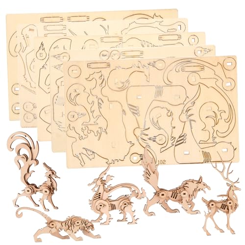 KICHOUSE 5 Stück Holzpuzzle Rätsel für Kleinkindspielzeug Tiere Bausteine mechanische Rätsel Spiele Hund tierpuzzle Tier Puzzle Puzzlematte 3D-Rätsel Lernspielzeug für hölzern von KICHOUSE