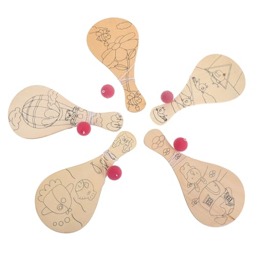 KICHOUSE 5 Stück Kreative Paddel für Handgefertigte Malspiele Pädagogisches Kreativität und Motorik mit Ball und Schnur Zufällige Designs von KICHOUSE