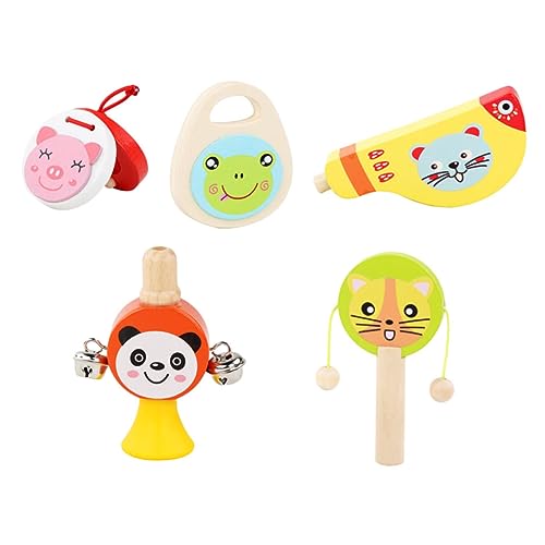 KICHOUSE Lustiges Musikinstrumenten-Set Für Jungen Und Mädchen 5-teiliges Schlaginstrumenten-Spielzeug Aus Holz Für Kinder Im Vorschulalter von KICHOUSE