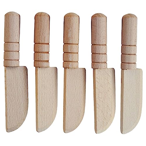 KICHOUSE 5 Stück Teiliges Holzspielzeug Küchenmesser Realistisches DIY Kochzubehör für Pädagogisches für Kreative Rollenspiele Puppenhäusern von KICHOUSE