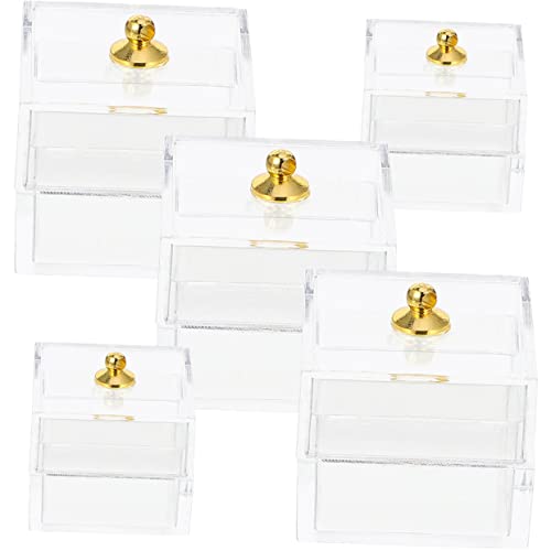 KICHOUSE 5 Stück Transparente Aufbewahrungsbox Miniaturen Deckel Puppenaufbewahrung Aufbewahrungskorb Minifiguren Miniatur-aufbewahrungsbox Keksdosen Mit Fenster Aufbewahrungsboxen Plastik von KICHOUSE