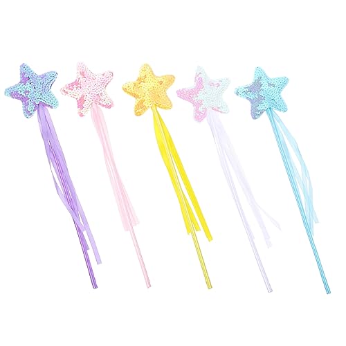 KICHOUSE 5 Stück Zauberstab Party zubehör Toys e Girl Kleidung Toys for spielzeuge Stern Stöcke farbig Silber bereit Feenstab Party-Foto-Requisite Zauberstäbe Stoff von KICHOUSE
