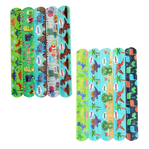 KICHOUSE 50 Stück Dinosaurier-armband Party Thema Weichere Slap-armbänder Handgelenkschmuck Entzückende Armbänder Dekoratives Klapparmband Schlagbänder Für Slap-bands Pvc von KICHOUSE