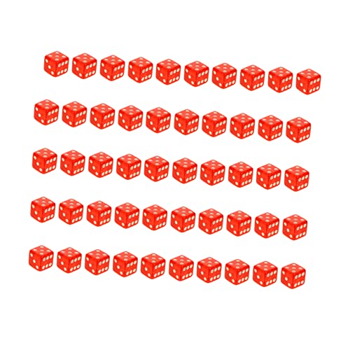 KICHOUSE 50 Stück Kernflaggenwürfel Tischspielwürfel Unterhaltung 6-seitiger Punkte Unterhaltungswürfel Mit Abgerundeten Ecken Acryl Rot von KICHOUSE