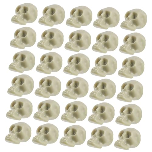 KICHOUSE 50 Stück Mini Plastik Deko für Halloween Realistische Skelett Köpfe für Gruselpartys und Spukhaus Dekorationen als Requisite Schaffung Schaurigen von KICHOUSE