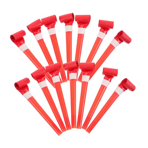 KICHOUSE 50 Stück Party Noise Maker Rot Multifunktionale Kinderbläser als Drachenpfeifen Luftballonbläser und Kartenhalter Leicht und Tragbar für Geburtstagsfeiern und Fußball Deko von KICHOUSE