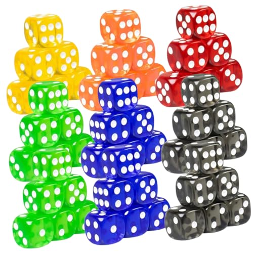 KICHOUSE 50 Stück Transparente Farbenfrohe Robuste Spielwürfel für Partys und Lernspiele für Brettspiele und Unterrichtsprojekte Zufällige Farbe von KICHOUSE