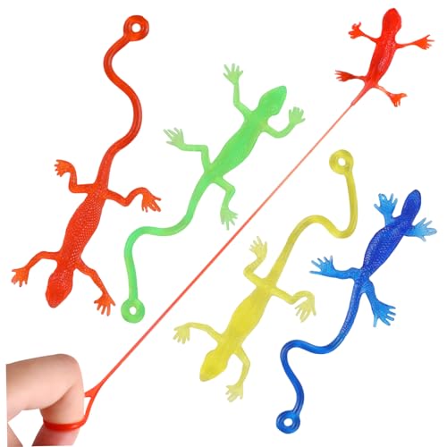 KICHOUSE 5Stücke Klebrige Eidechsen Dehnbares Squishy aus TPR Partygeschenk für Wände von KICHOUSE