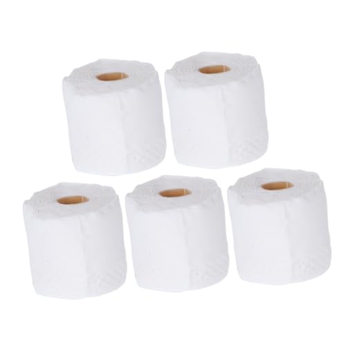 KICHOUSE 5Stücke Toilettenpapier Für Puppenhäuser Nachbildung Von Taschentuchrollen Realistische Miniaturmodelle Für DIY Szenen Puppenhaus Zubehör von KICHOUSE