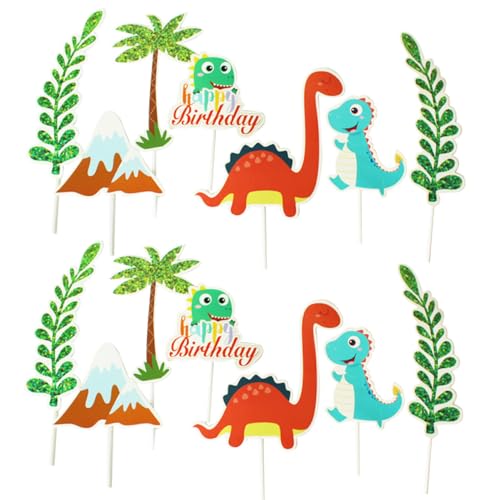 KICHOUSE Dinosaurier-geburtstagsdekoration Kuchenaufsätze 6 Sets Mit 42 Stück Kucheneinsatz Backdekor Für Jungen Und Mädchen Party-kuchenaufsatz von KICHOUSE