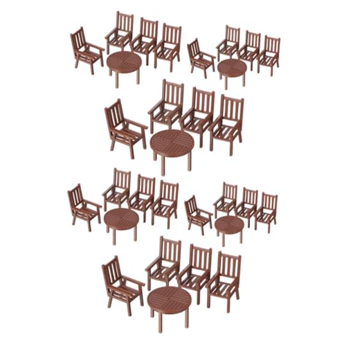KICHOUSE 6 Sätze Miniature Tisch und Stuhlset für Puppenhaus Maßstab Stylisches Miniatur Dining Set für Kreative Szenen von KICHOUSE