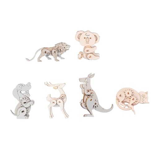 KICHOUSE 6 Sätze Puzzle Home Ornamente Tiermodelle Selber Machen Bildungsmodelle Kindergeschenk Tierhandwerksmodelle Für DIY Hölzern von KICHOUSE